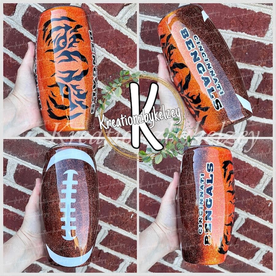 Custom football tumbler with team lettering